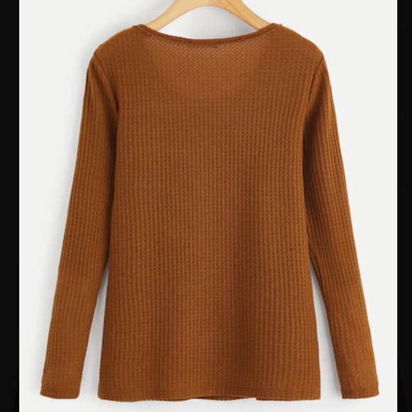 LAST ONE SALE Waffle Knit Half Button Long Sleeve - Picture 2 of 5